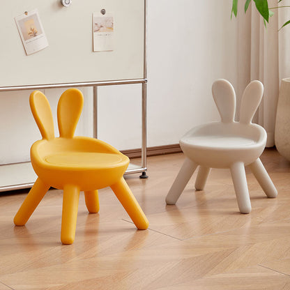 Contemporary Creative Kids PE Bunny Ear Round Footstool With Backrest For Entryway And Living Room
