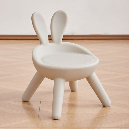 Contemporary Creative Kids PE Bunny Ear Round Footstool With Backrest For Entryway And Living Room