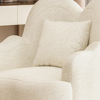 Contemporary Nordic Lambswool Or Suede Wood Metal Petal-Shaped Swivel Vanity Stool With Backrest And Armrests For Bedroom