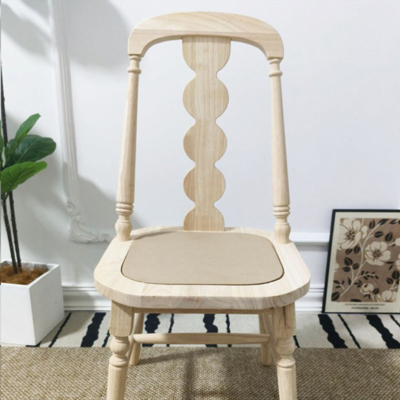 Traditional French Rubber Wood Fabric Leather Square Beaded Back Dining Chair With Backrest For Dining Room