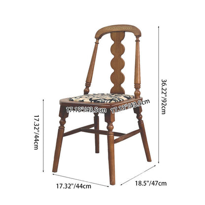 Traditional French Rubber Wood Fabric Leather Square Beaded Back Dining Chair With Backrest For Dining Room