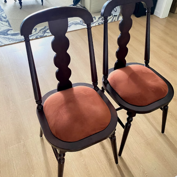 Traditional French Rubber Wood Fabric Leather Square Beaded Back Dining Chair With Backrest For Dining Room