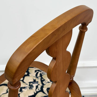 Traditional French Rubber Wood Fabric Leather Square Beaded Back Dining Chair With Backrest For Dining Room