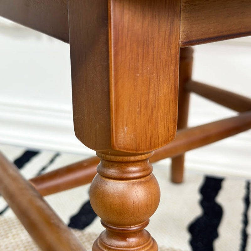 Traditional French Rubber Wood Fabric Leather Square Beaded Back Dining Chair With Backrest For Dining Room