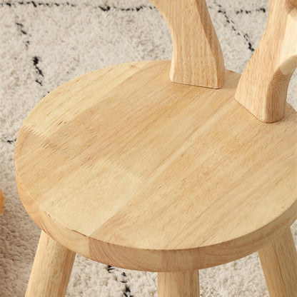 Contemporary Creative Solid Wood Antler Round Kids Low Stool With Backrest For Living Room And Entryway