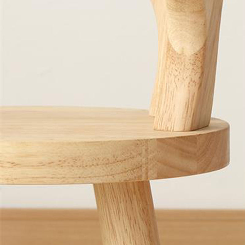 Contemporary Creative Solid Wood Antler Round Kids Low Stool With Backrest For Living Room And Entryway