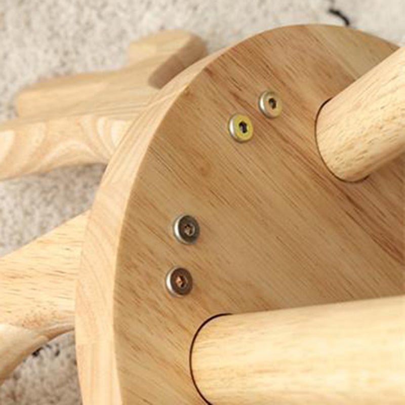 Contemporary Creative Solid Wood Antler Round Kids Low Stool With Backrest For Living Room And Entryway