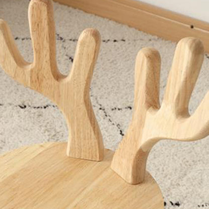 Contemporary Creative Solid Wood Antler Round Kids Low Stool With Backrest For Living Room And Entryway