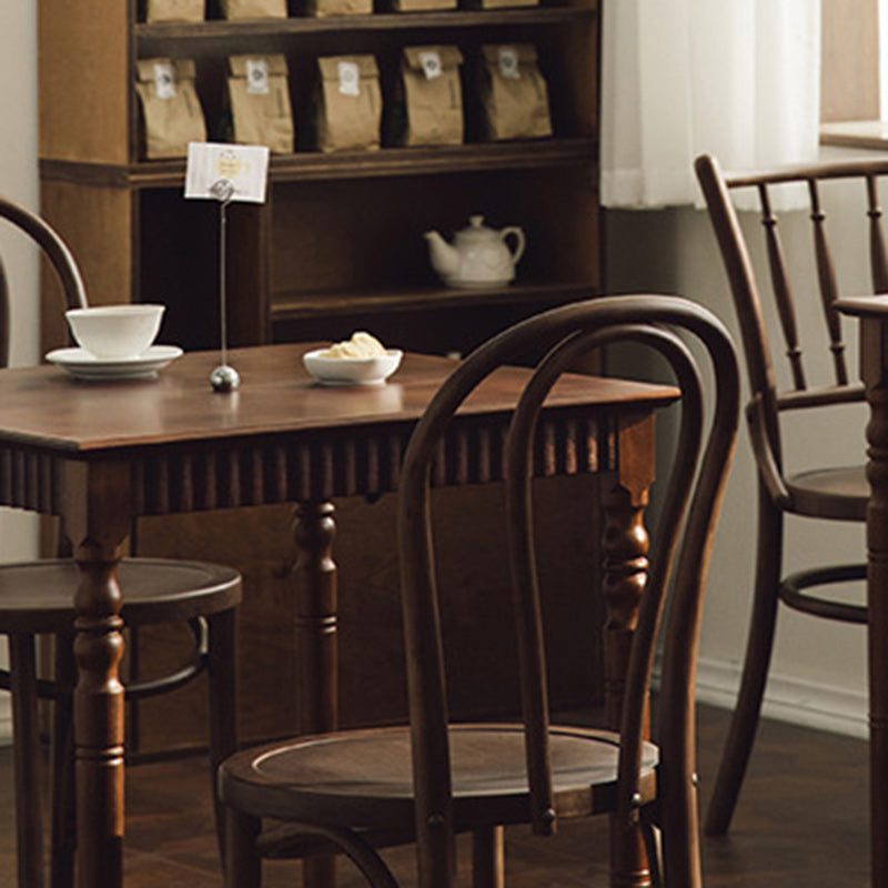 Contemporary Retro Beech Wood & Rattan Round Dining Chair With Backrest And Footrest For Dining Room