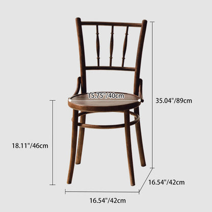 Contemporary Retro Beech Wood & Rattan Round Dining Chair With Backrest And Footrest For Dining Room
