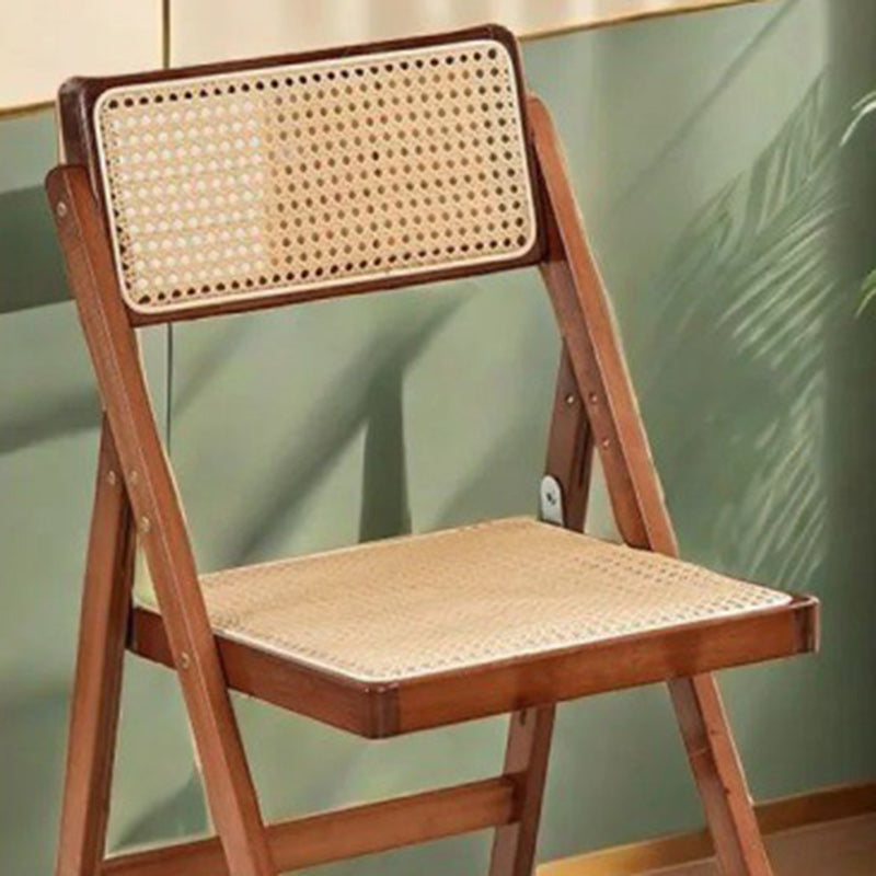 Traditional Japanese Bamboo & Resin Square Foldable Weaving Dining Chair With Backrest And Footrest For Kitchen Or Dining Room