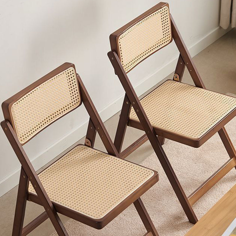 Traditional Japanese Bamboo & Resin Square Foldable Weaving Dining Chair With Backrest And Footrest For Kitchen Or Dining Room