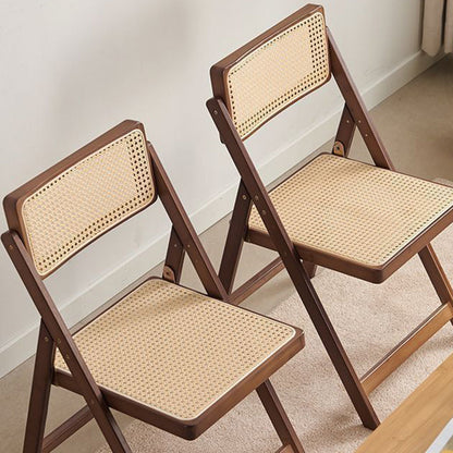 Traditional Japanese Bamboo & Resin Square Foldable Weaving Dining Chair With Backrest And Footrest For Kitchen Or Dining Room