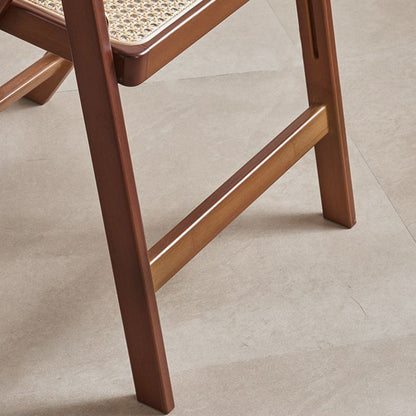 Traditional Japanese Bamboo & Resin Square Foldable Weaving Dining Chair With Backrest And Footrest For Kitchen Or Dining Room