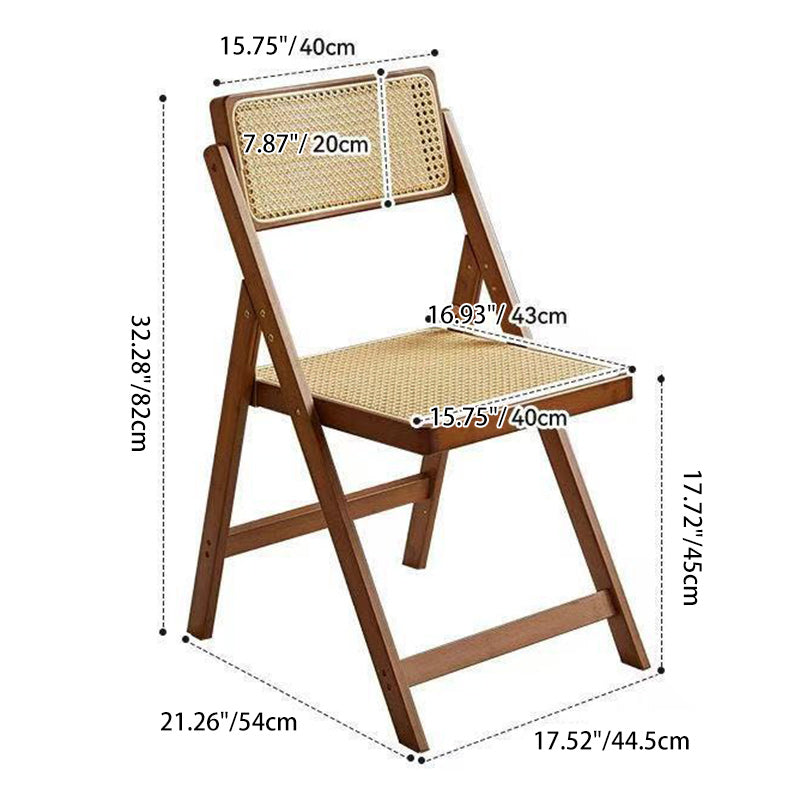Traditional Japanese Bamboo & Resin Square Foldable Weaving Dining Chair With Backrest And Footrest For Kitchen Or Dining Room