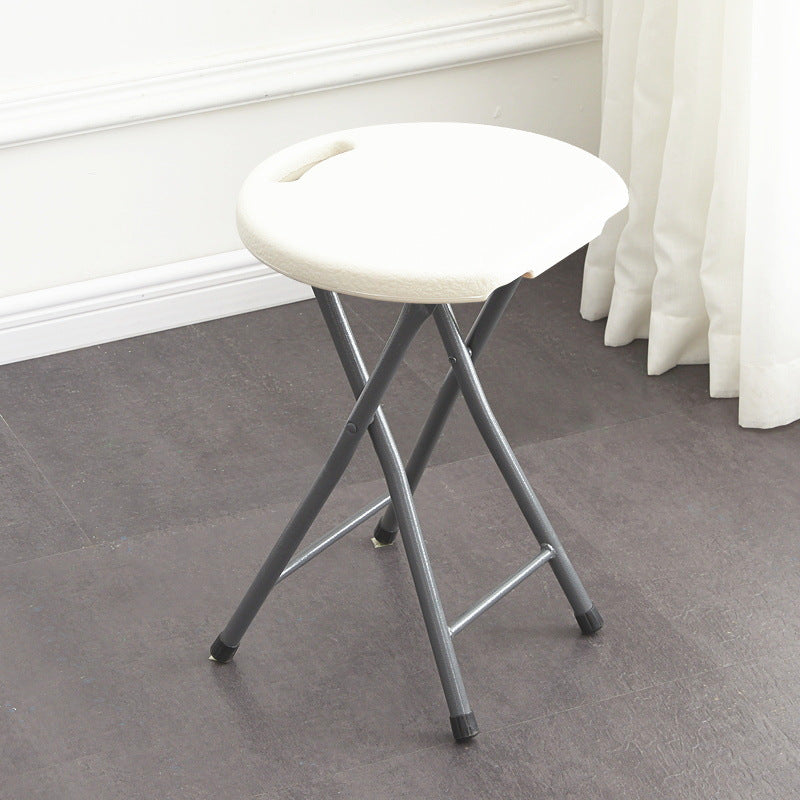 Modern Minimalist PP & Carbon Steel Matte Round Folding Dining Chair With Portable Design For Kitchen & Dining Room