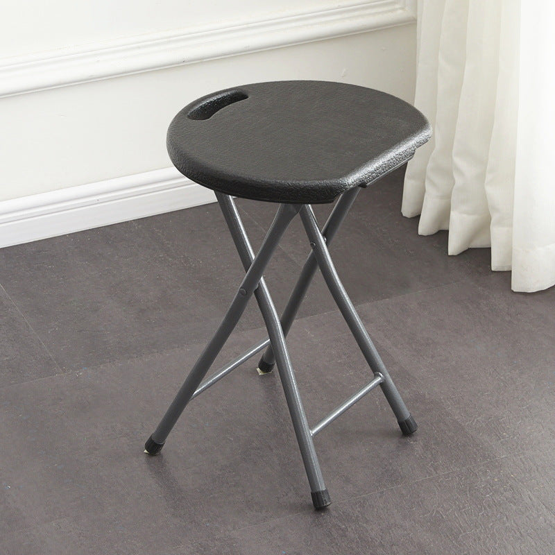 Modern Minimalist PP & Carbon Steel Matte Round Folding Dining Chair With Portable Design For Kitchen & Dining Room