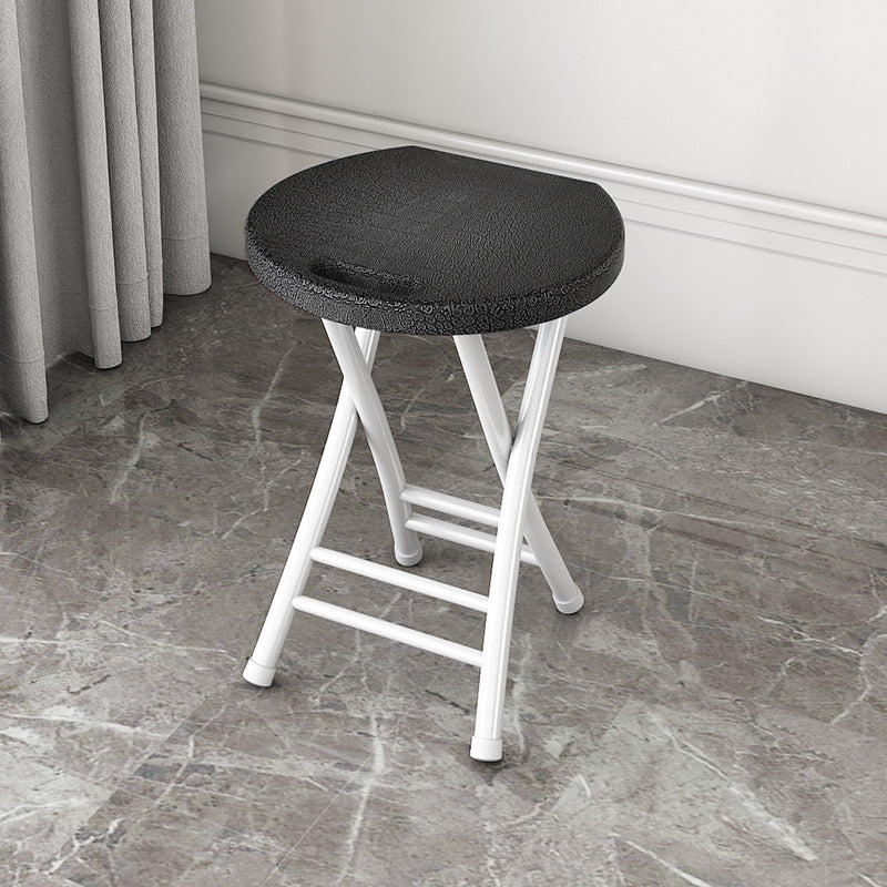 Modern Minimalist PP & Carbon Steel Matte Round Folding Dining Chair With Portable Design For Kitchen & Dining Room