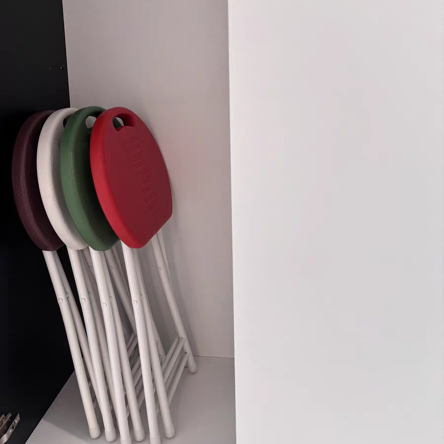 Modern Minimalist PP & Carbon Steel Matte Round Folding Dining Chair With Portable Design For Kitchen & Dining Room