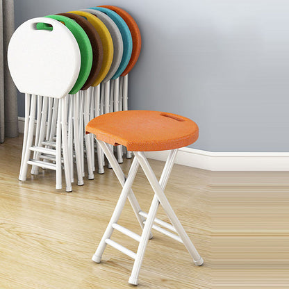 Modern Minimalist PP & Carbon Steel Matte Round Folding Dining Chair With Portable Design For Kitchen & Dining Room