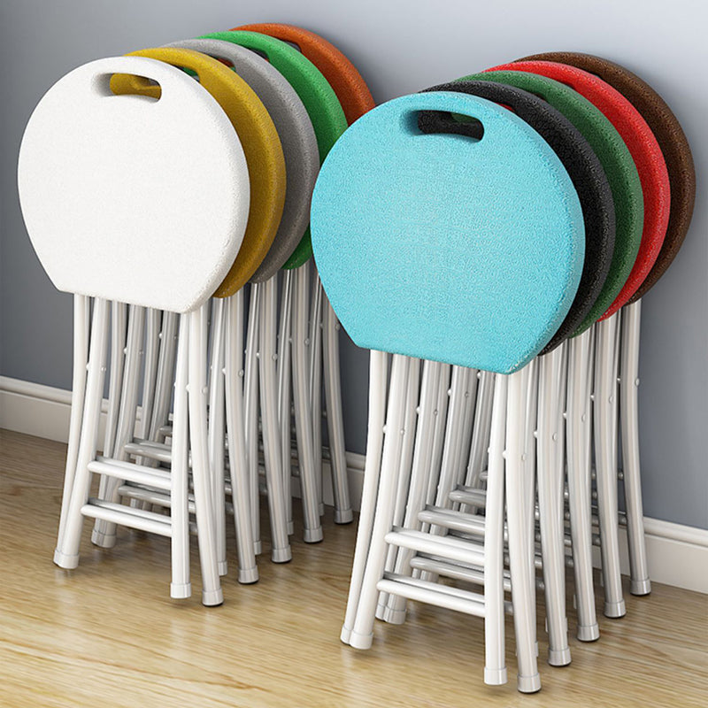 Modern Minimalist PP & Carbon Steel Matte Round Folding Dining Chair With Portable Design For Kitchen & Dining Room