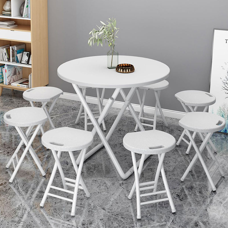 Modern Minimalist PP & Carbon Steel Matte Round Folding Dining Chair With Portable Design For Kitchen & Dining Room