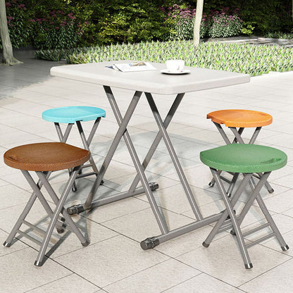 Modern Minimalist PP & Carbon Steel Matte Round Folding Dining Chair With Portable Design For Kitchen & Dining Room