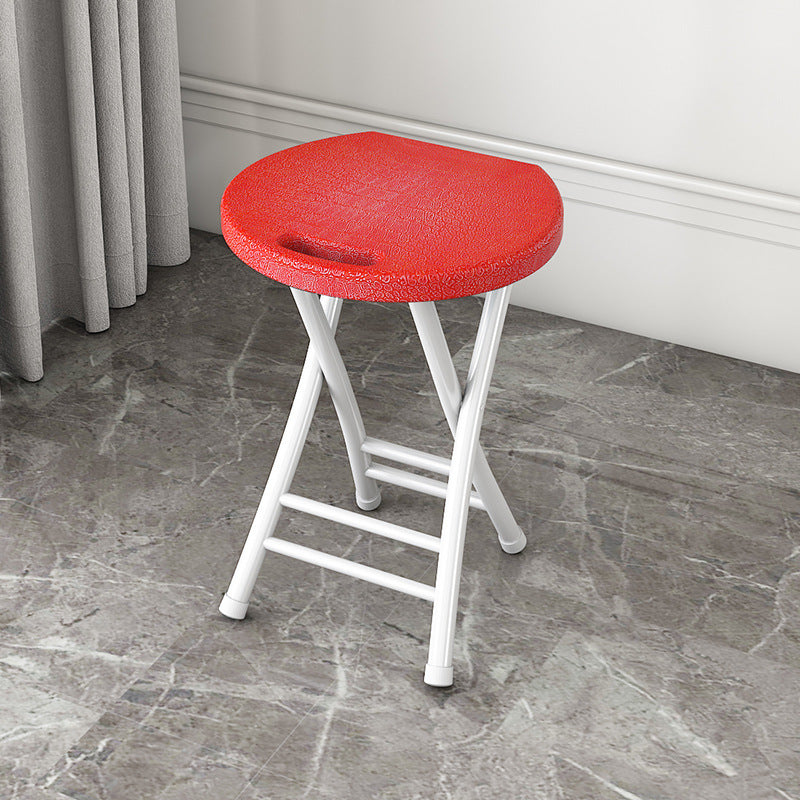 Modern Minimalist PP & Carbon Steel Matte Round Folding Dining Chair With Portable Design For Kitchen & Dining Room