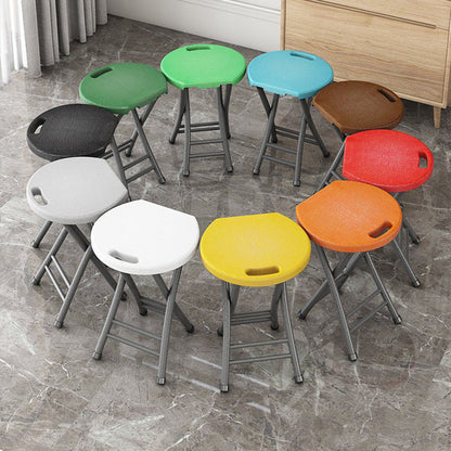 Modern Minimalist PP & Carbon Steel Matte Round Folding Dining Chair With Portable Design For Kitchen & Dining Room