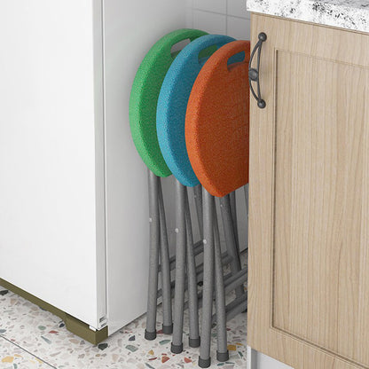 Modern Minimalist PP & Carbon Steel Matte Round Folding Dining Chair With Portable Design For Kitchen & Dining Room