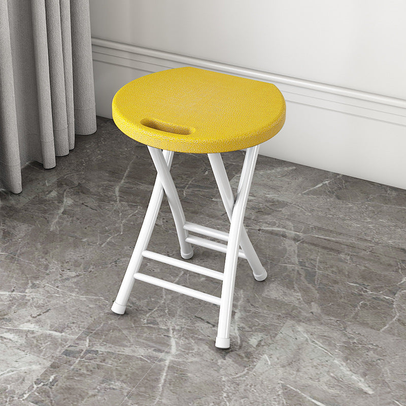 Modern Minimalist PP & Carbon Steel Matte Round Folding Dining Chair With Portable Design For Kitchen & Dining Room