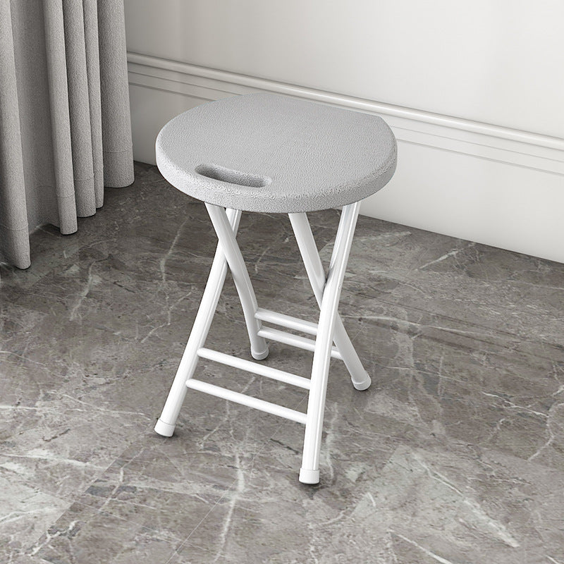 Modern Minimalist PP & Carbon Steel Matte Round Folding Dining Chair With Portable Design For Kitchen & Dining Room