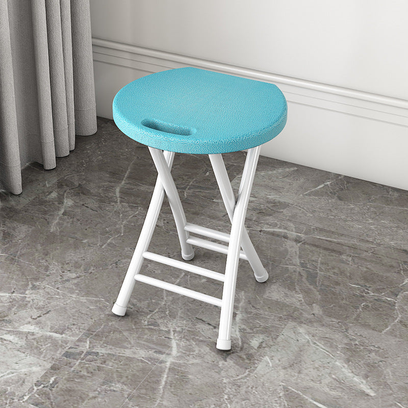 Modern Minimalist PP & Carbon Steel Matte Round Folding Dining Chair With Portable Design For Kitchen & Dining Room