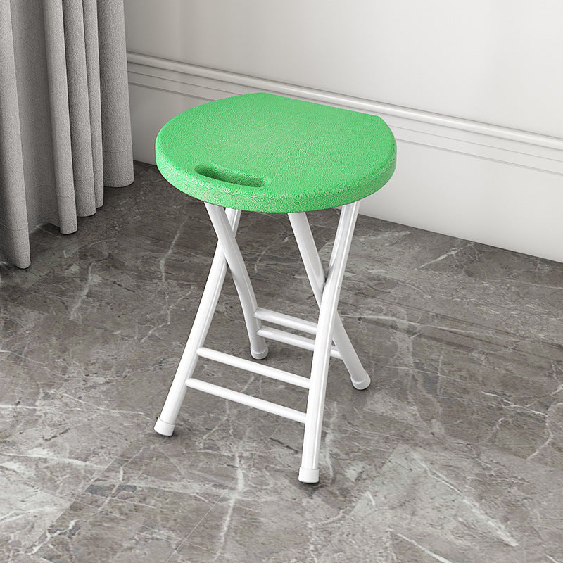 Modern Minimalist PP & Carbon Steel Matte Round Folding Dining Chair With Portable Design For Kitchen & Dining Room