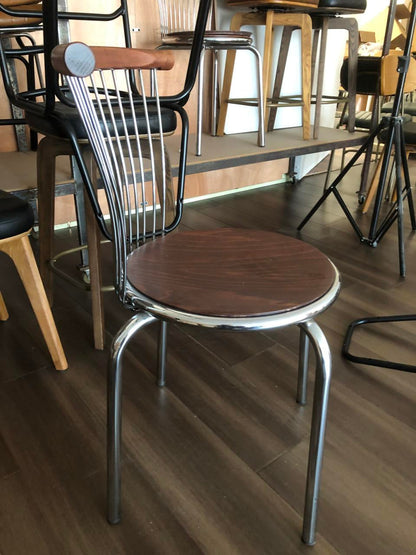 Modern Mid-Century Ash Wood Iron Round Line Dining Chair With Backrest For Dining Room