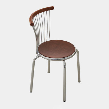 Modern Mid-Century Ash Wood Iron Round Line Dining Chair With Backrest For Dining Room