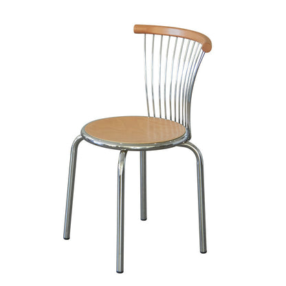 Modern Mid-Century Ash Wood Iron Round Line Dining Chair With Backrest For Dining Room