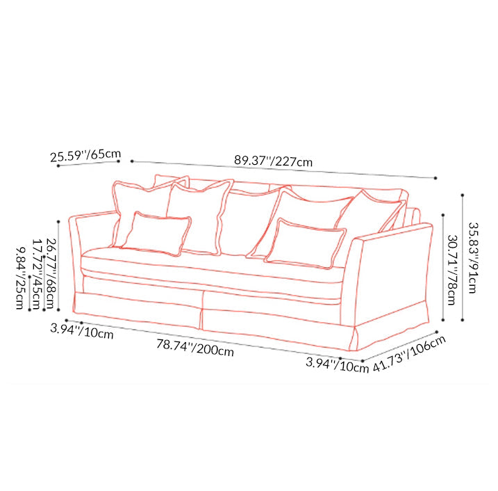 Removable Cover Sofa with Birch Frame – Elegant French 3/4-Seater Accent Chair for Living Room