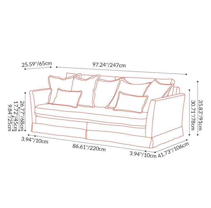 Removable Cover Sofa with Birch Frame – Elegant French 3/4-Seater Accent Chair for Living Room