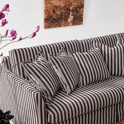 Removable Cover Sofa with Birch Frame – Elegant French 3/4-Seater Accent Chair for Living Room