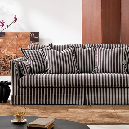 Removable Cover Sofa with Birch Frame – Elegant French 3/4-Seater Accent Chair for Living Room