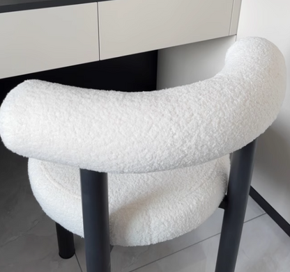 Contemporary Nordic Round Lambswool Metal Vanity Stool Backrest For Bedroom