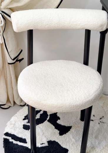 Contemporary Nordic Round Lambswool Metal Vanity Stool Backrest For Bedroom