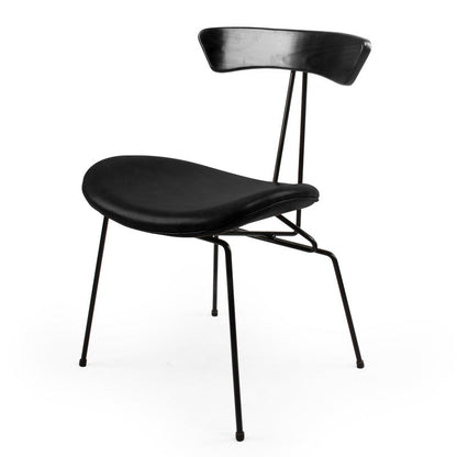 Contemporary Nordic Irregular Round Upholstered Iron PU Leather Wood Dining Chair Backrest For Dining Room