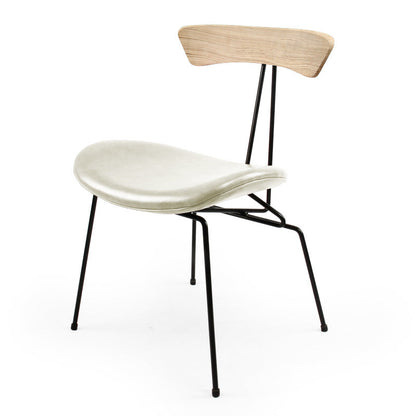 Contemporary Nordic Irregular Round Upholstered Iron PU Leather Wood Dining Chair Backrest For Dining Room