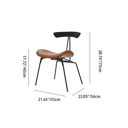 Contemporary Nordic Irregular Round Upholstered Iron PU Leather Wood Dining Chair Backrest For Dining Room