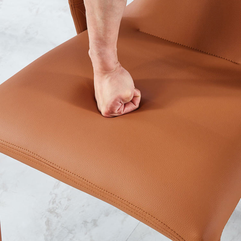 Modern Minimalist Square Upholstered Artificial Leather Carbon Steel Dining Chair Backrest For Dining Room