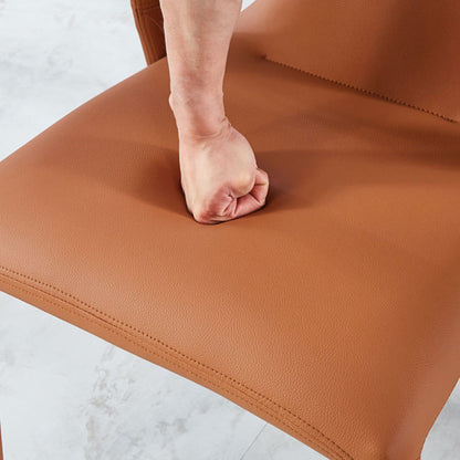 Modern Minimalist Square Upholstered Artificial Leather Carbon Steel Dining Chair Backrest For Dining Room