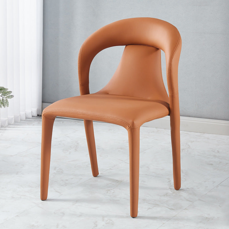 Modern Minimalist Square Upholstered Artificial Leather Carbon Steel Dining Chair Backrest For Dining Room