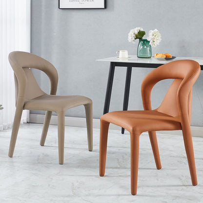Modern Minimalist Square Upholstered Artificial Leather Carbon Steel Dining Chair Backrest For Dining Room